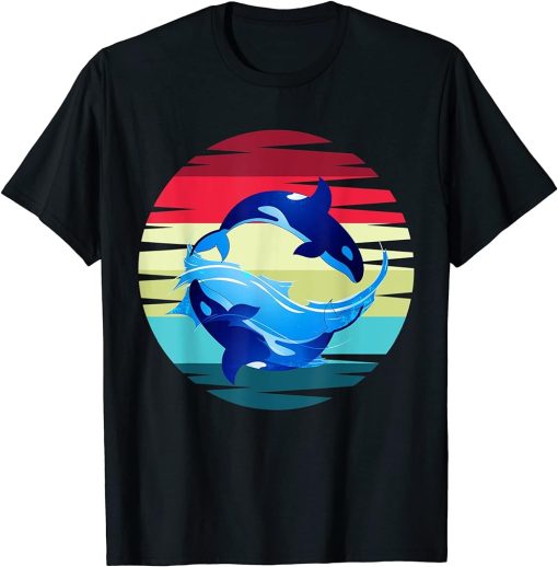 Retro Killer Whale Ocean Animal Aquarist Gift Diving Orca T-Shirt