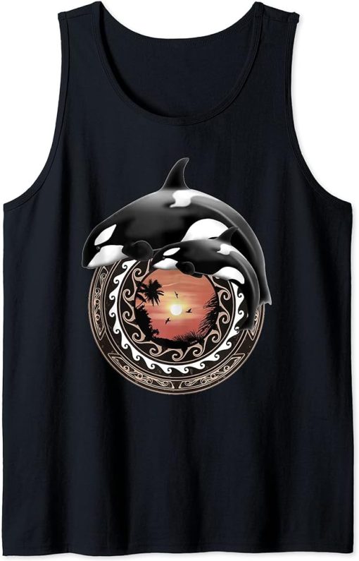 Cute Orca Whales Samoa Polynesia Style Orcas Tank Top