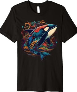 Colourful mystical orca whale watching dolphin pottwhale orca whale Premium T-Shirt