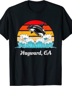 Vintage Hayward CA Distressed Orca Killer Whale Art T-Shirt