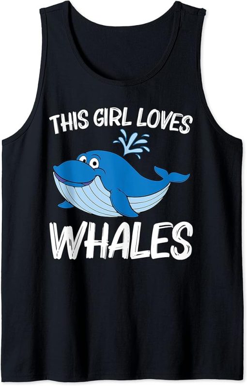 Funny Whale Art For Girls Kid Orca Narwhal Blue Whales Tank Top