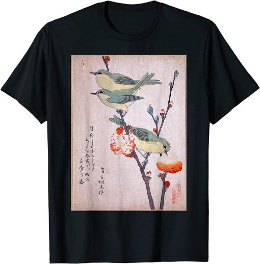 Japanese Art Birds on Cherry Blossom Japanese T-Shirt