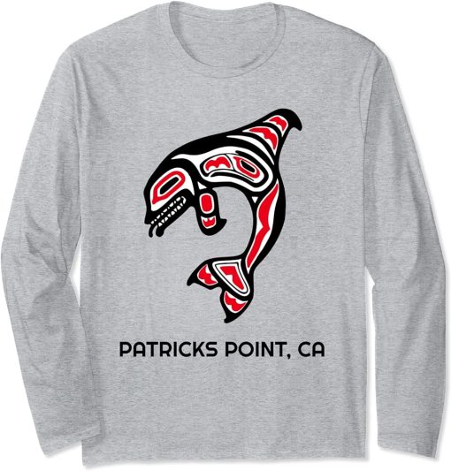 Patricks Point, California Native American Orca Killer Whale Long Sleeve T-Shirt