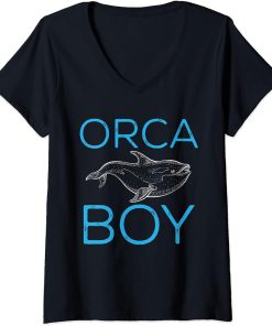 Womens Funny Orca Lover Graphic for Boys Men Kids Whale V-Neck T-Shirt